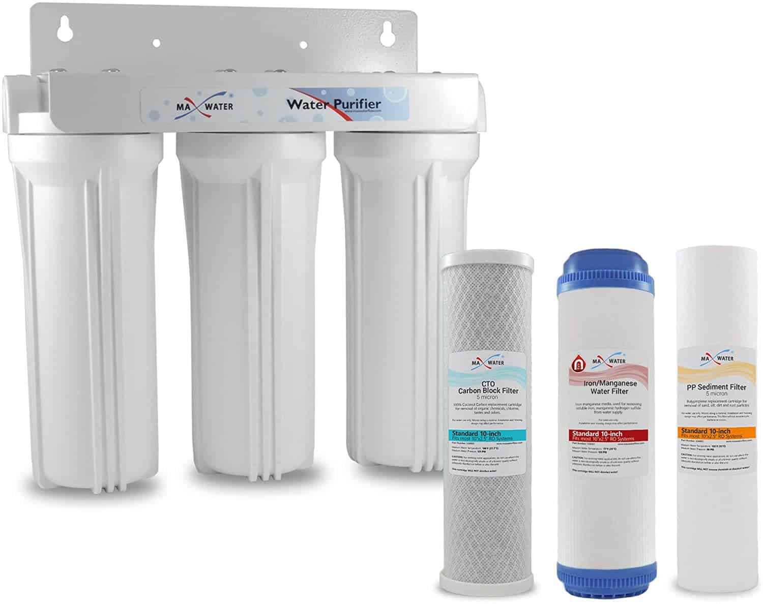 Max Water 3 Stages 10x 2.5 34 Port Whole House Iron Manganese Water Filter